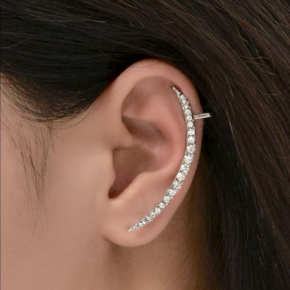 NWT Boutique Zircon Encrusted Ear Cuff Climber Luxe Statement Diamond Gemston